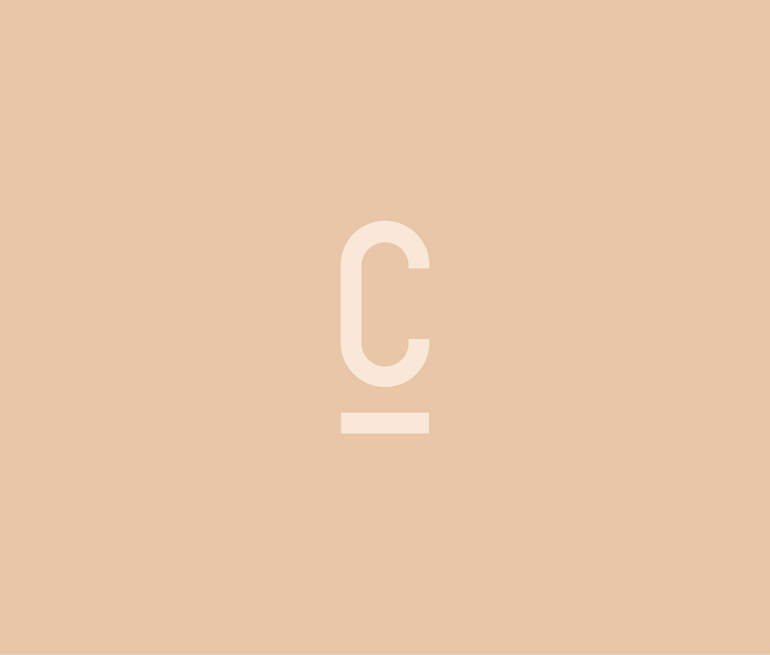 A minimalistic graphic with a beige background features a large, centered letter C in white, above a short horizontal line.